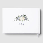 Livre D'or Mariage floral bleu foncé botanique fleuri (Verso)