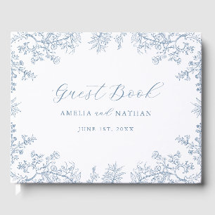 Livre D'or Mariage Floral Bleu Vintage