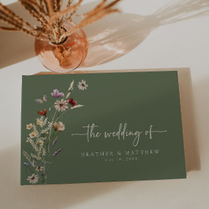 Livre D'or Mariage Floral Boho Vert Sauge