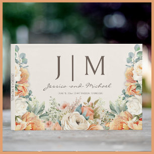 Livre D'or Mariage Floral Crème de Pêche Eucalyptus