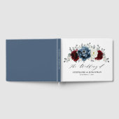 Livre D'or Mariage floral d'ivoire blanc bleu ardoise (Complet)
