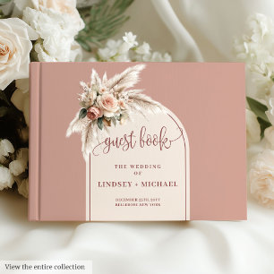 Livre D'or Mariage floral en laiton rose poussiéreux classiqu
