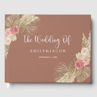 Livre D'or Mariage floral en terre cuite Boho