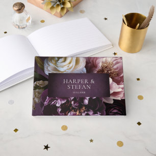 Livre D'or Mariage Floral Maximaliste Violet Élégant