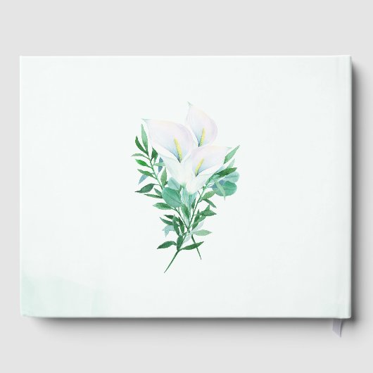 Livre D'or Mariage floral moderne géométrique blanc Calla Lil (Verso)