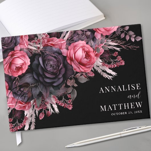 Livre D'or Mariage floral noir gothique