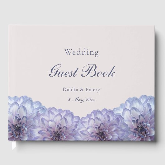 Livre D'or Mariage floral rose bleu foncé (Recto)