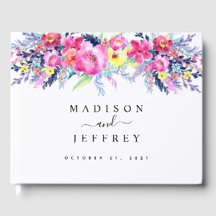 Livre D'or Mariage floral rose et jaune chaud