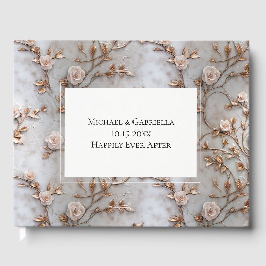 Livre D'or Mariage floral Rose gris (Recto)