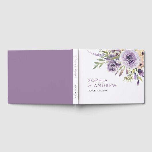 Livre D'or Mariage Floral Rose violet (Complet)