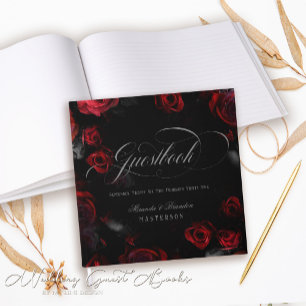 Livre D'or Mariage floral rouge et noir sur mesure