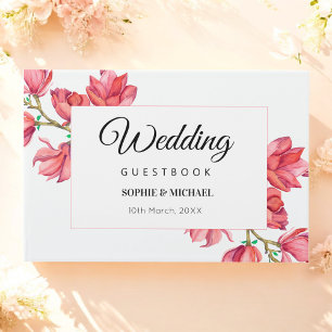 Livre D'or Mariage floral rouge Magnolia rose
