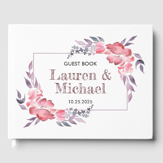 Livre D'or Mariage floral roux roux poussiéreux (Recto)