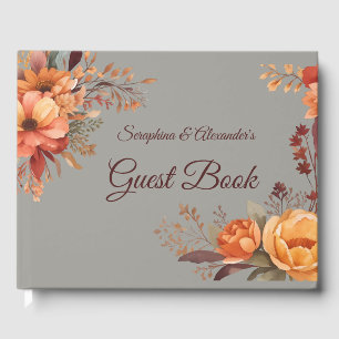 Livre D'or Mariage Floral Rustique Aquarelle d'Automne