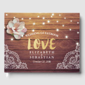 Livre d'or mariage Floral String Lights Wood Lace (Recto)
