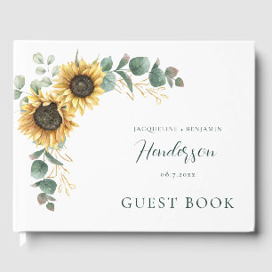 Livre D'or Mariage Floral Tournesol Eucalyptus Script