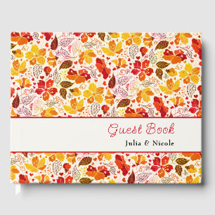 Livre D'or Mariage Floral Tropical Hibiscus Orange Brûlé