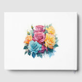 Livre D'or Mariage floral turquoise, jaune et rose (Verso)