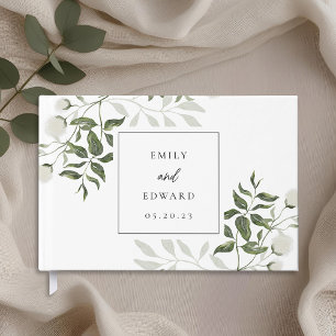Livre D'or Mariage floral vert et blanc Sage