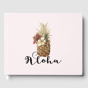 Livre D'or Mariage Floral Vintage Tropical Hibiscus Ananas