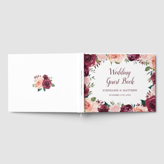 Livre D'or Mariage frontalier Rose Aquarelle Brousse Bourgogn (Complet)