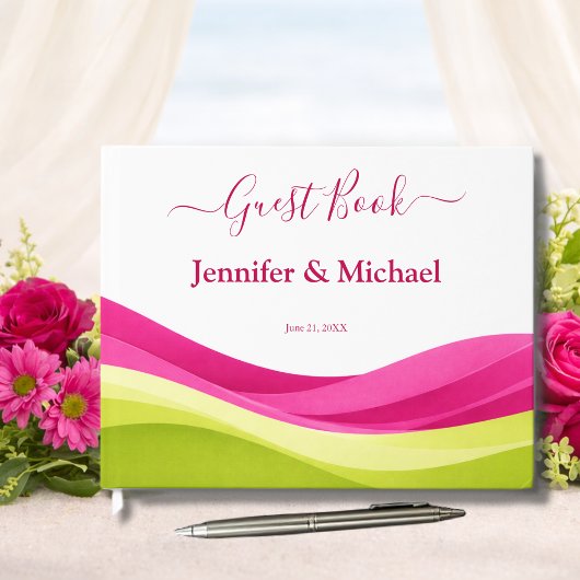 Livre D'or Mariage Fuchsia et Vert Citron