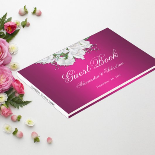 Livre D'or Mariage Fuchsia rose et blanc