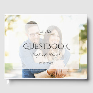 Livre D'or Mariage géométrique photo dénaturé en blanc