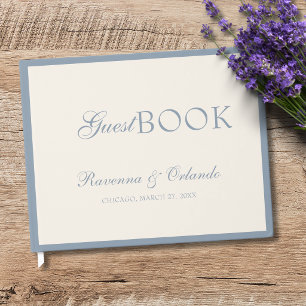 Livre D'or Mariage Glamour Intemporel Bleu Poussiéreux Vieill
