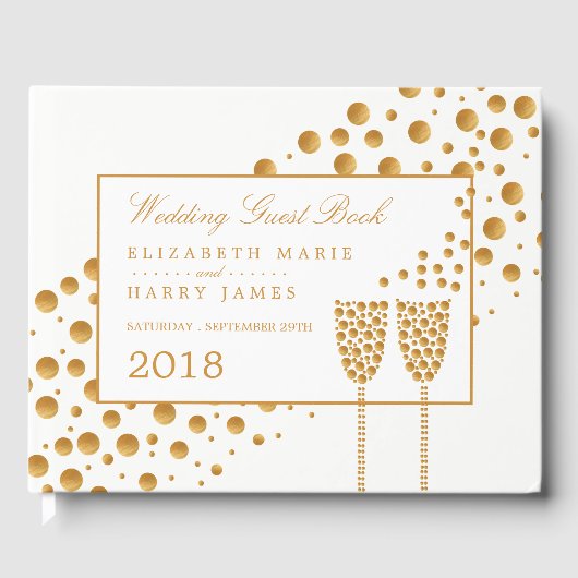 Livre D'or Mariage Gold Champagne Bubbles (Recto)