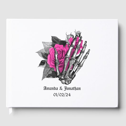 Livre D'or Mariage gothique floral rose chaud (Recto)