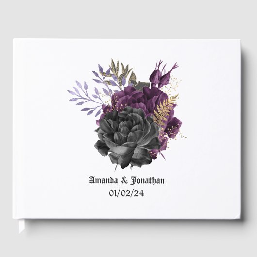 Livre D'or Mariage gothique noir et or violet (Recto)