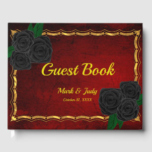 Livre D'or Mariage gothique noir Rose sang rouge