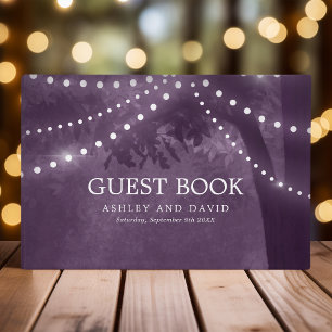 Livre D'or Mariage Guirlande Lumineuse Arbre Rustique Violet