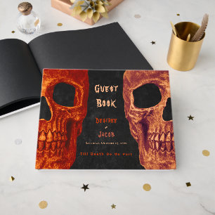 Livre D'or Mariage Halloween Orange Crâne Gothique Noir