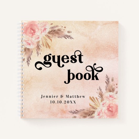 Livre d'or mariage herbe de pampa rose blush (Devant)