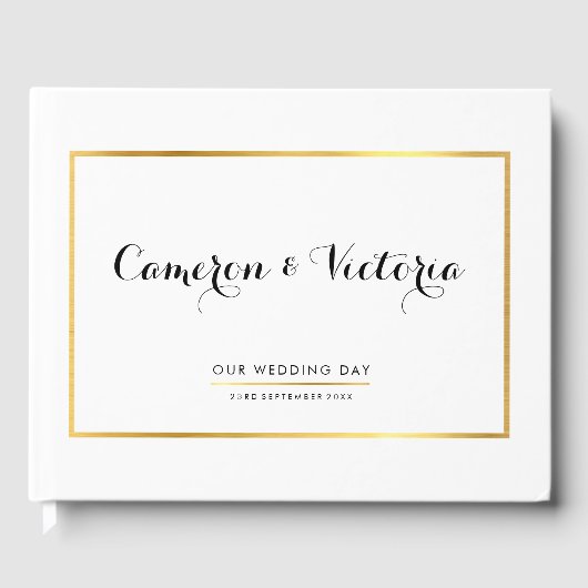 Livre D'or MARIAGE KEEPSAKE simple style fausse cadre or (Recto)