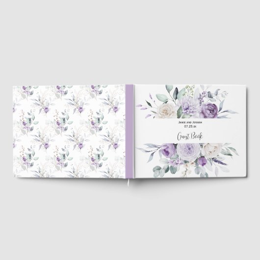 Livre D'or Mariage Lavender Peonés et Roses Blanches (Complet)