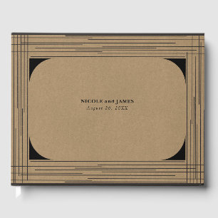 Livre D'or Mariage Lignes Modernes Minimales Kraft Noir