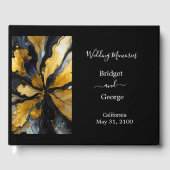 Livre D'or mariage luxueux doré noir agate marbre (Recto)