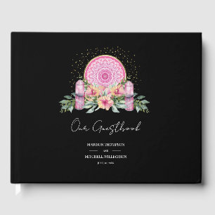 Livre D'or Mariage métaphysique rose floral Mandala Crystals