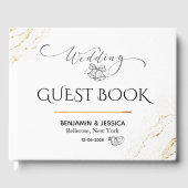 Livre D'or Mariage minimal blanc et or simple (Recto)