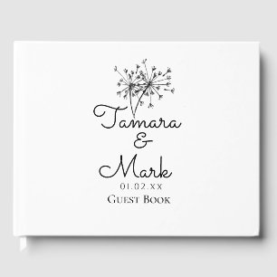 Livre D'or Mariage Minimaliste au Pissenlit Script Simple