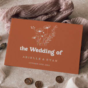 Livre D'or Mariage Minimaliste aux Fleurs Sauvages en Terraco
