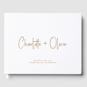 Livre D'or Mariage minimaliste de typographie d'or personnali