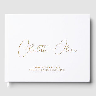 Livre D'or Mariage minimaliste de typographie d'or personnali
