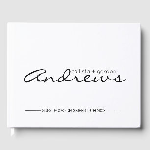 Livre D'or Mariage minimaliste moderne de typographie noir bl