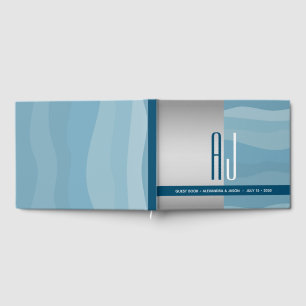 Livre D'or Mariage Minimaliste Monogramme Bleu