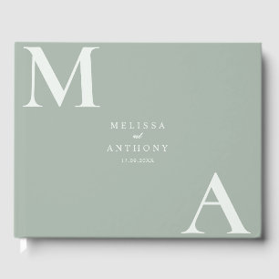 Livre D'or Mariage Minimaliste Vert Sauge Moderne