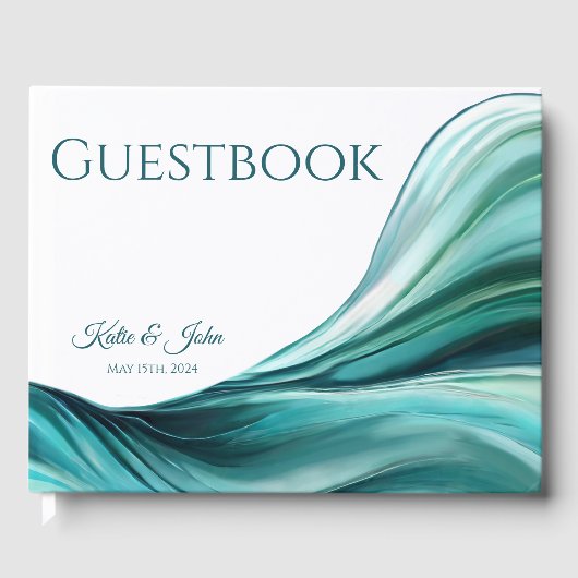 Livre D'or Mariage moderne Abstrait-Emerald vert- (Recto)